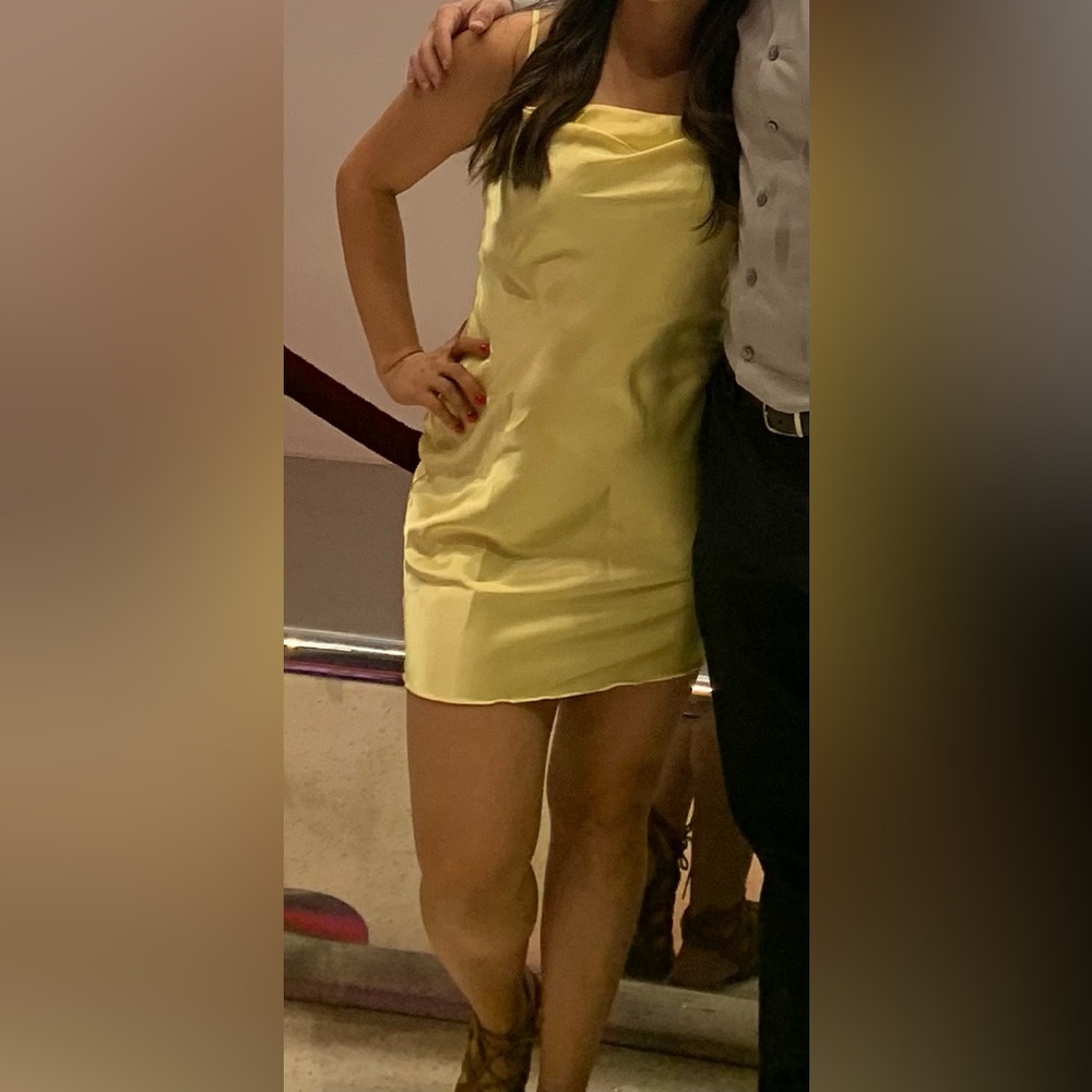 Bebe Yellow Satin Slip Dress